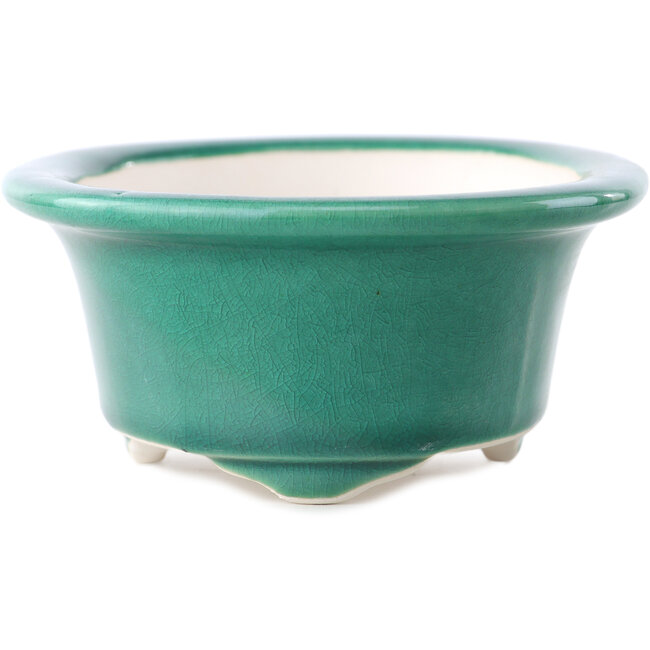 Vaso bonsai ovale verde scuro di Yixing - 170 x 130 x 60 mm