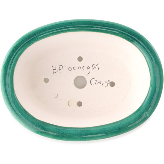 Pot à bonsaï ovale vert foncé par Yixing - 170 x 130 x 60 mm