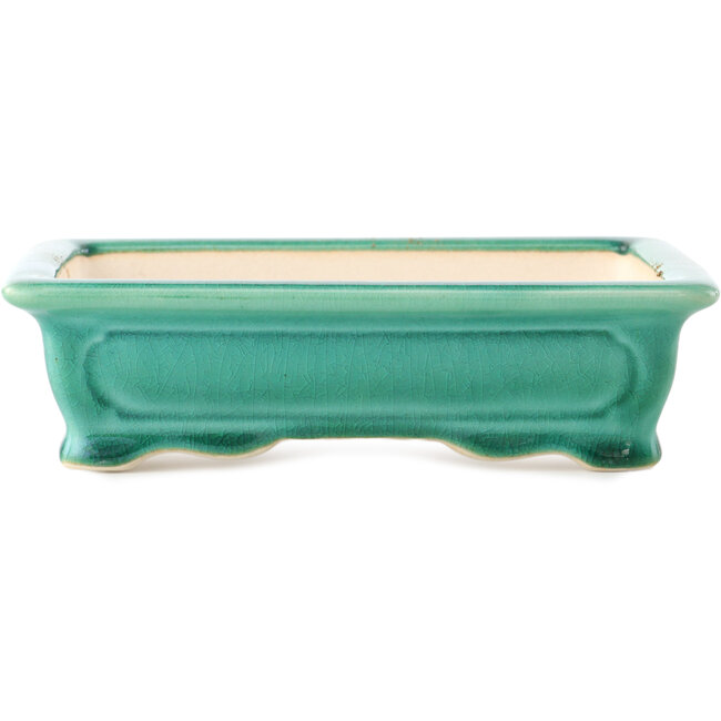 Rectangular dark green bonsai pot by Yixing - 180 x 125 x 60 mm