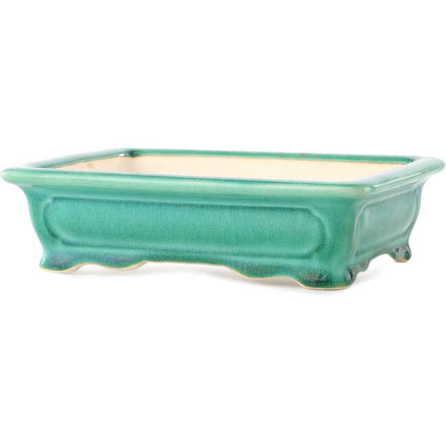 Pot à bonsaï rectangulaire vert foncé par Yixing - 180 x 125 x 60 mm