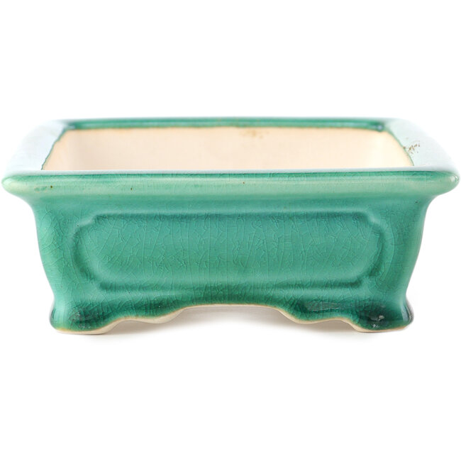 Rechthoekige donkergroene bonsaipot van Yixing - 180 x 125 x 60 mm