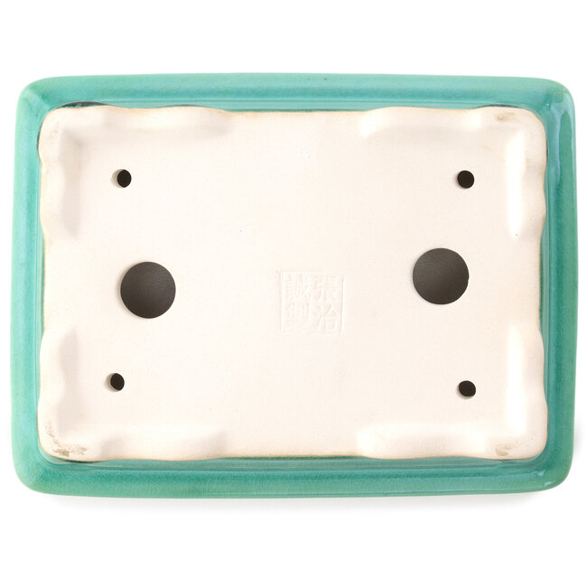 Rectangular dark green bonsai pot by Yixing - 180 x 125 x 60 mm