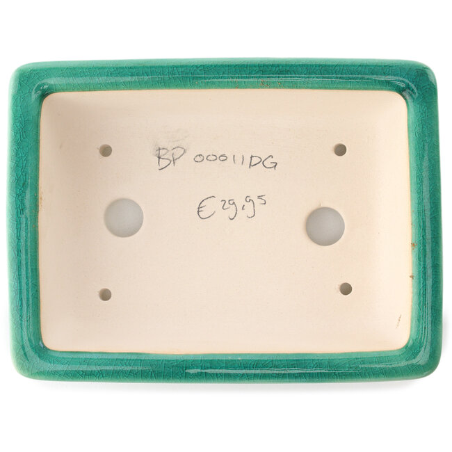 Rechthoekige donkergroene bonsaipot van Yixing - 180 x 125 x 60 mm