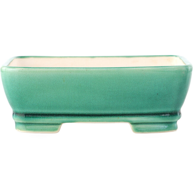 Rectangular dark green bonsai pot by Yixing - 180 x 140 x 60 mm