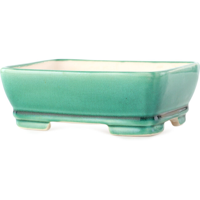 Pot à bonsaï rectangulaire vert foncé par Yixing - 180 x 140 x 60 mm