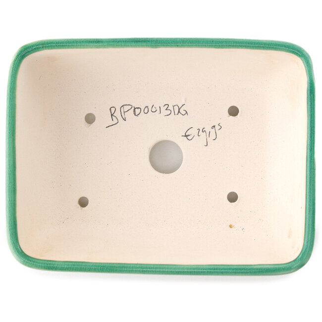 Maceta rectangular para bonsái verde oscuro de Yixing - 180 x 140 x 60 mm