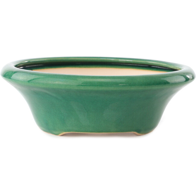 Vaso bonsai rotondo verde scuro di Yixing - 215 x 215 x 75 mm