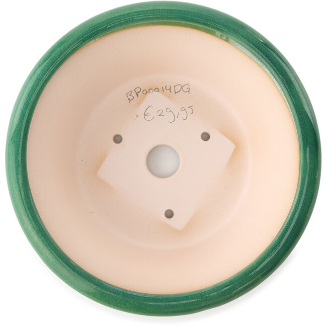 Pot à bonsaï rond vert foncé par Yixing - 215 x 215 x 75 mm