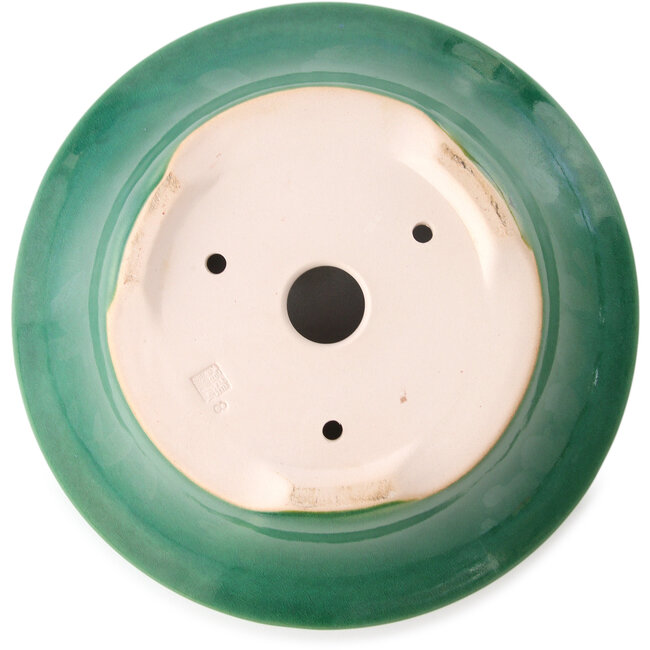 Maceta redonda para bonsái verde oscuro de Yixing - 215 x 215 x 75 mm