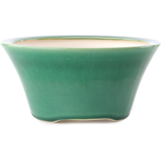 Pot à bonsaï rond vert foncé par Yixing - 200 x 200 x 95 mm