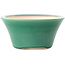 Round dark green bonsai pot by Yixing - 200 x 200 x 95 mm