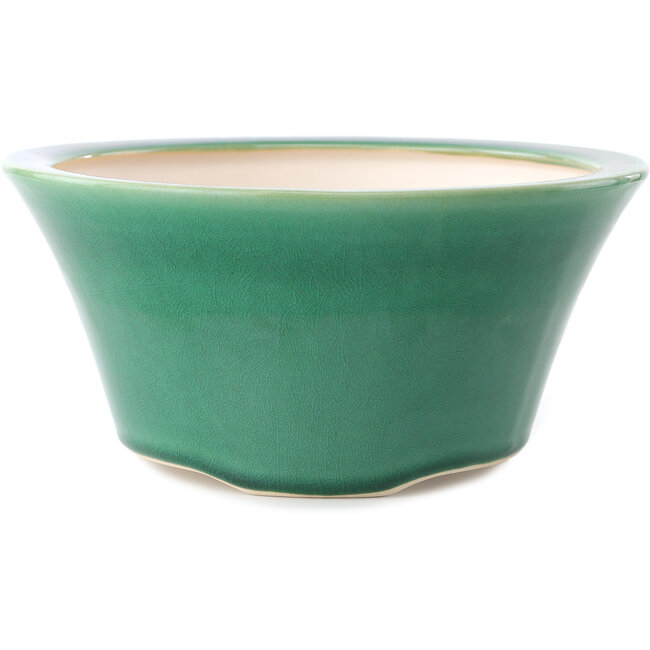 Vaso bonsai rotondo verde scuro di Yixing - 200 x 200 x 95 mm