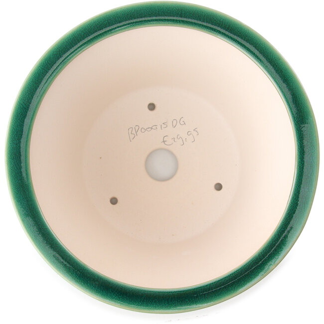 Pot à bonsaï rond vert foncé par Yixing - 200 x 200 x 95 mm