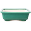 Square dark green bonsai pot by Yixing - 210 x 210 x 65 mm