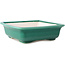 Square dark green bonsai pot by Yixing - 210 x 210 x 65 mm