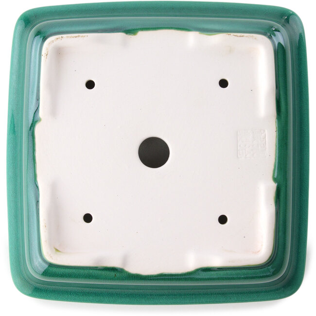 Pot à bonsaï carré vert foncé par Yixing - 210 x 210 x 65 mm