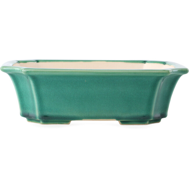 Rectangular dark green bonsai pot by Yixing - 220 x 180 x 60 mm