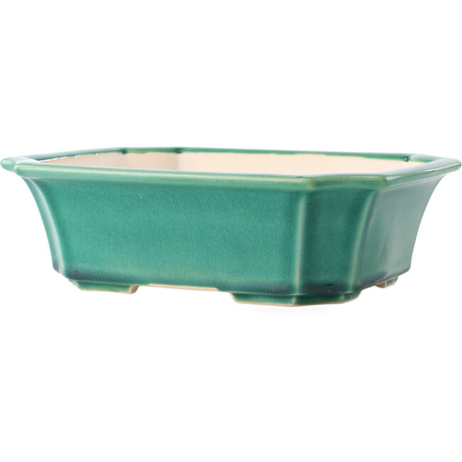 Maceta rectangular para bonsái verde oscuro de Yixing - 220 x 180 x 60 mm
