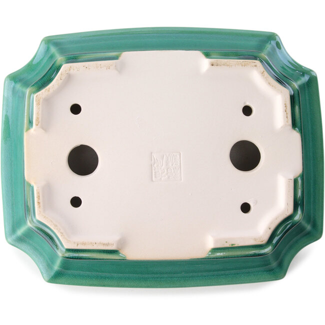 Pot à bonsaï rectangulaire vert foncé par Yixing - 220 x 180 x 60 mm