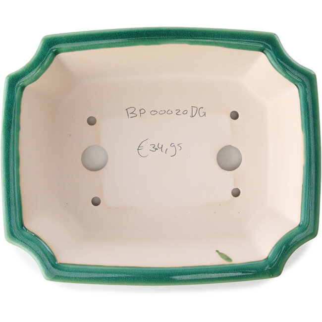 Pot à bonsaï rectangulaire vert foncé par Yixing - 220 x 180 x 60 mm