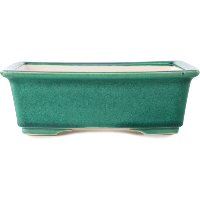 Maceta rectangular para bonsái verde oscuro de Yixing - 215 x 170 x 70 mm