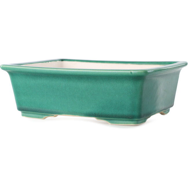 Rectangular dark green bonsai pot by Yixing - 215 x 170 x 70 mm