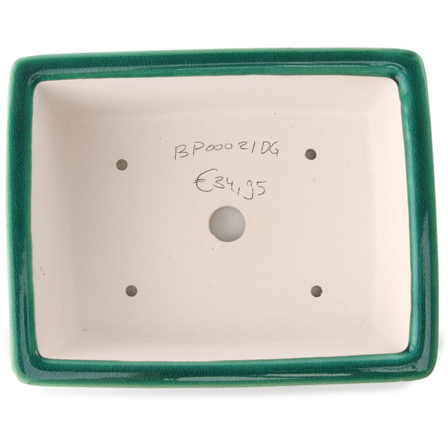 Maceta rectangular para bonsái verde oscuro de Yixing - 215 x 170 x 70 mm