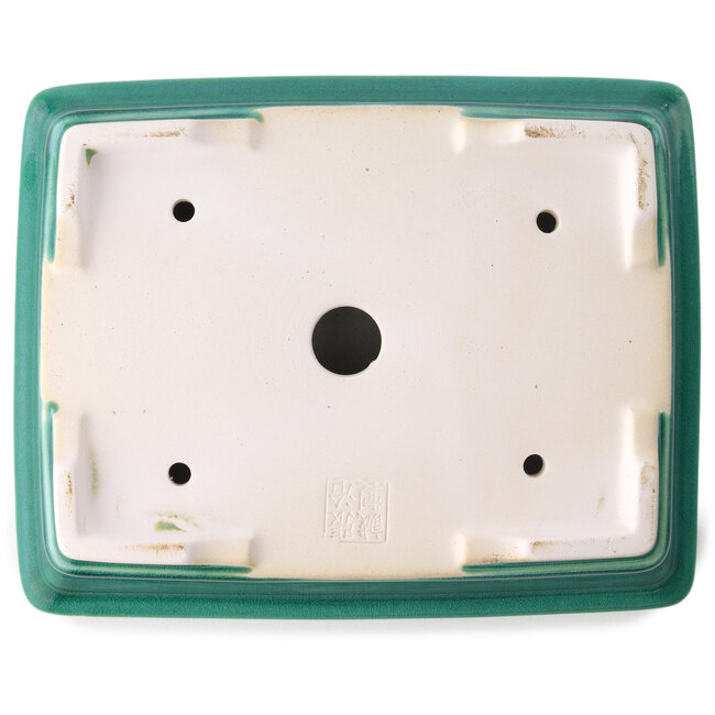 Rectangular dark green bonsai pot by Yixing - 215 x 170 x 70 mm