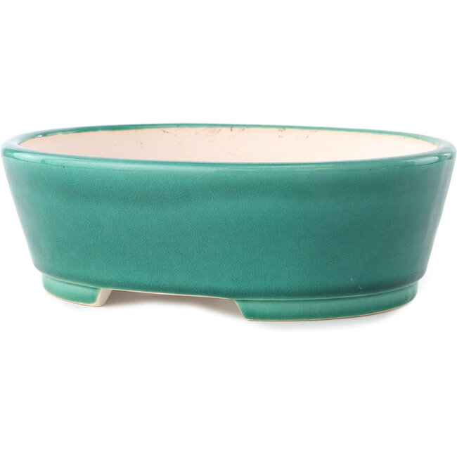 Vaso bonsai ovale verde scuro di Yixing - 235 x 185 x 75 mm