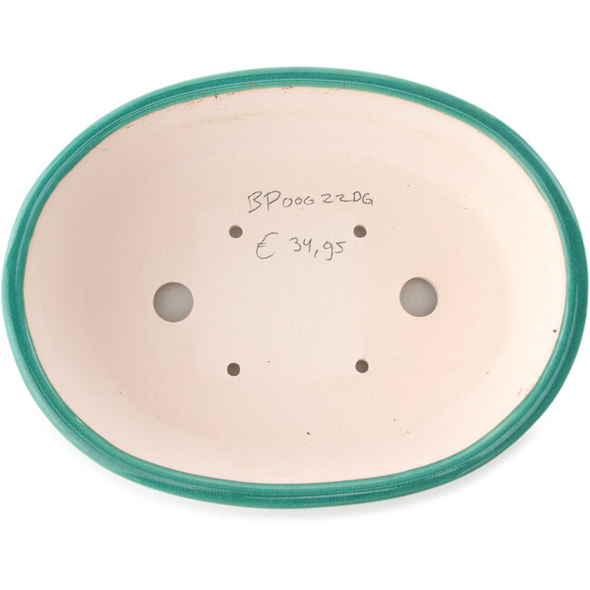 Maceta ovalada para bonsái verde oscuro de Yixing - 235 x 185 x 75 mm