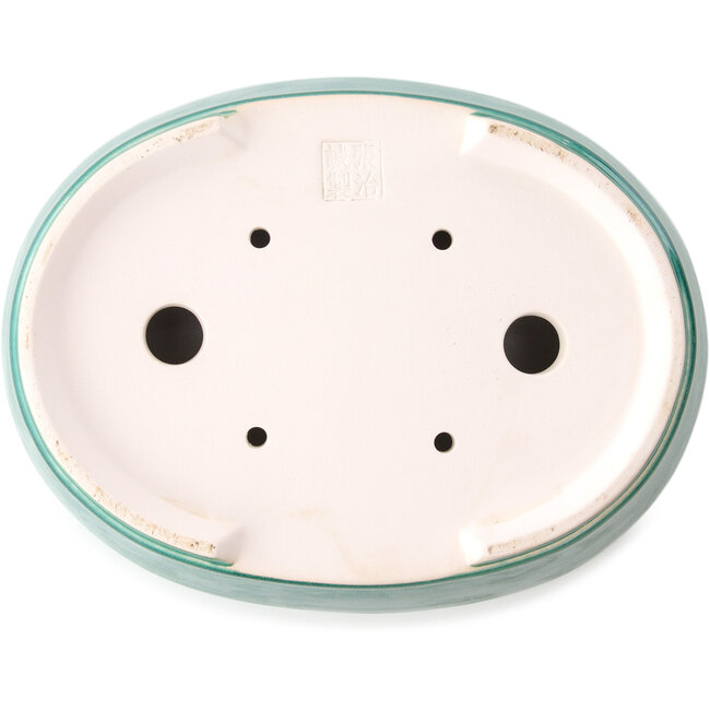 Pot à bonsaï ovale vert foncé par Yixing - 235 x 185 x 75 mm