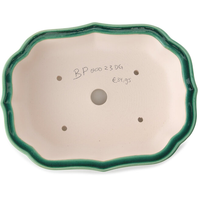 Maceta para bonsái Mokko verde oscuro de Yixing - 245 x 190 x 70 mm