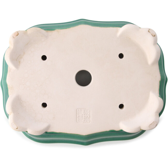 Maceta para bonsái Mokko verde oscuro de Yixing - 245 x 190 x 70 mm