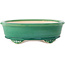 Pot à bonsaï ovale vert foncé par Yixing - 270 x 200 x 80 mm