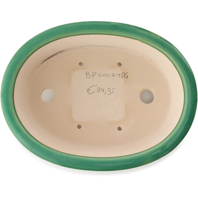 Vaso bonsai ovale verde scuro di Yixing - 270 x 200 x 80 mm