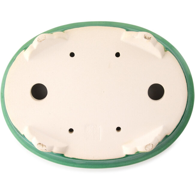 Pot à bonsaï ovale vert foncé par Yixing - 270 x 200 x 80 mm