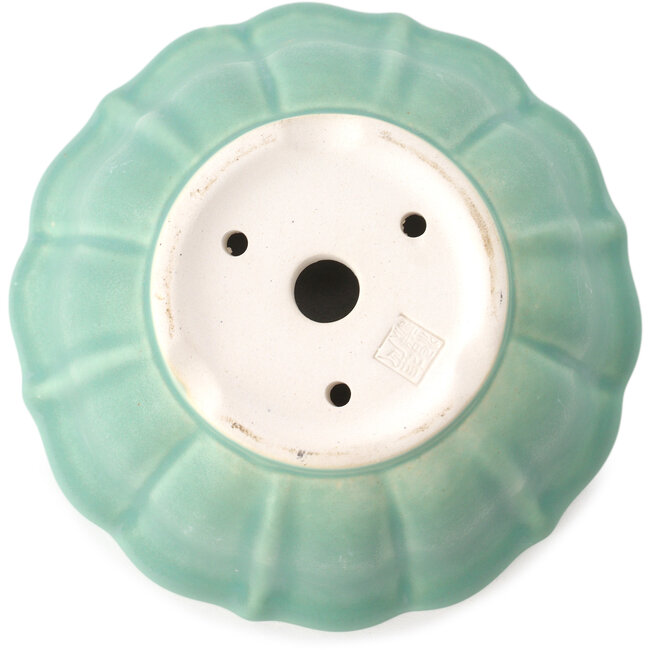 Ronde medium groene bonsaipot van Yixing - 135 x 135 x 65 mm