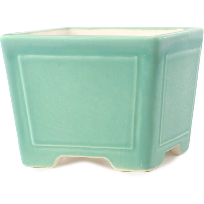 Vaso bonsai quadrato verde medio di Yixing - 140 x 140 x 110 mm