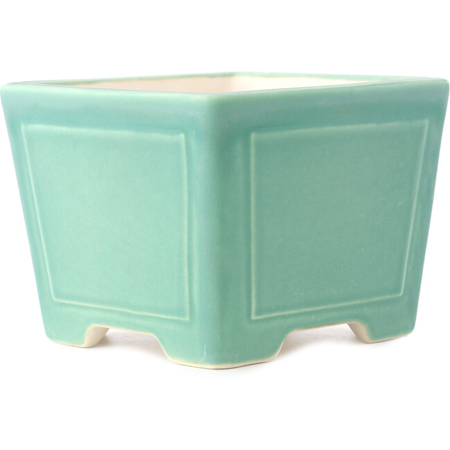 Quadratischer mittelgroßer grüner Bonsai-Topf von Yixing - 140 x 140 x 110 mm