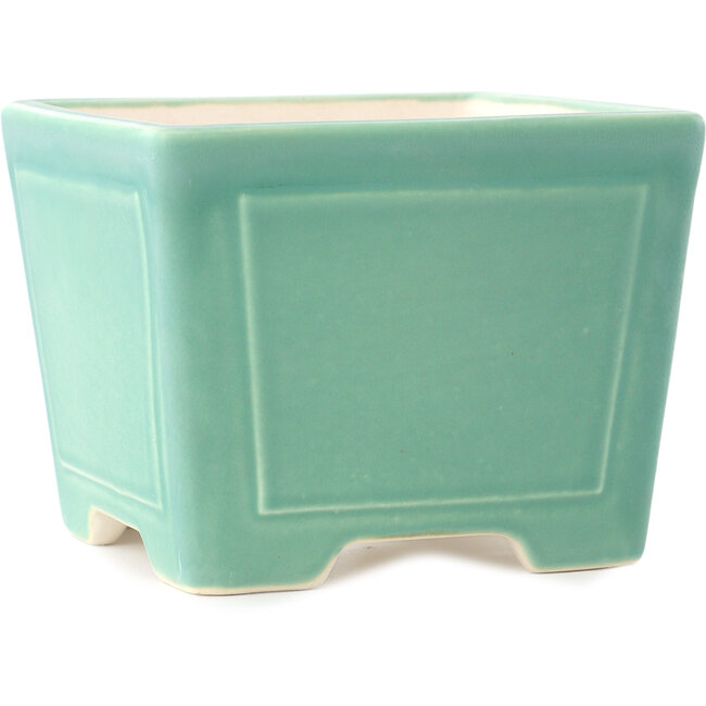 Square medium green bonsai pot by Yixing - 140 x 140 x 110 mm