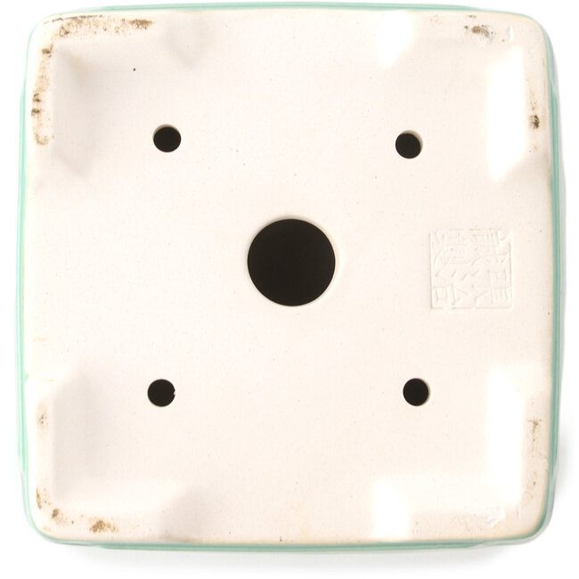 Vierkante medium groene bonsaipot van Yixing - 140 x 140 x 110 mm