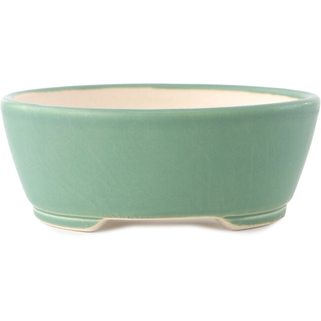 Vaso bonsai rotondo verde medio di Yixing - 145 x 145 x 65 mm