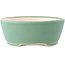 Vaso bonsai rotondo verde medio di Yixing - 145 x 145 x 65 mm