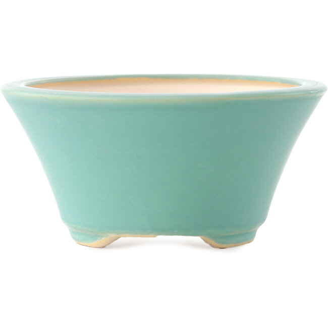 Round medium green bonsai pot by Yixing - 135 x 135 x 65 mm