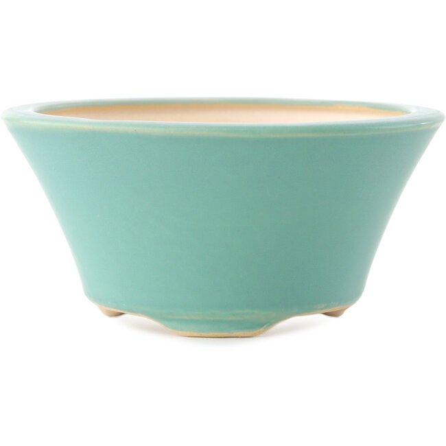 Vaso bonsai rotondo medio verde di Yixing - 135 x 135 x 65 mm