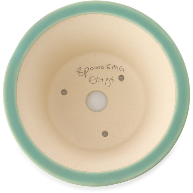 Maceta redonda mediana para bonsái verde de Yixing - 160 x 160 x 80 mm