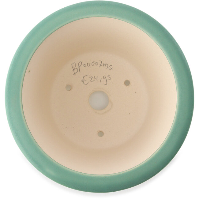 Round medium green bonsai pot by Yixing - 170 x 170 x 110 mm