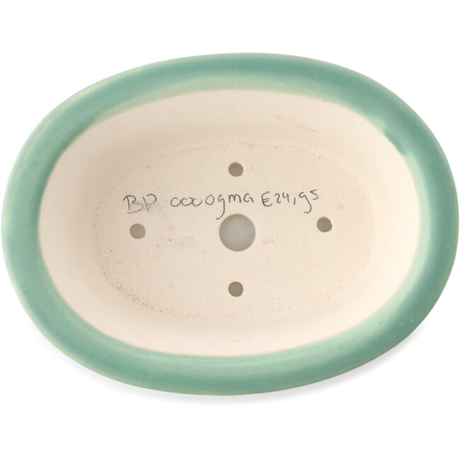 Pot à bonsaï ovale vert moyen par Yixing - 170 x 130 x 60 mm