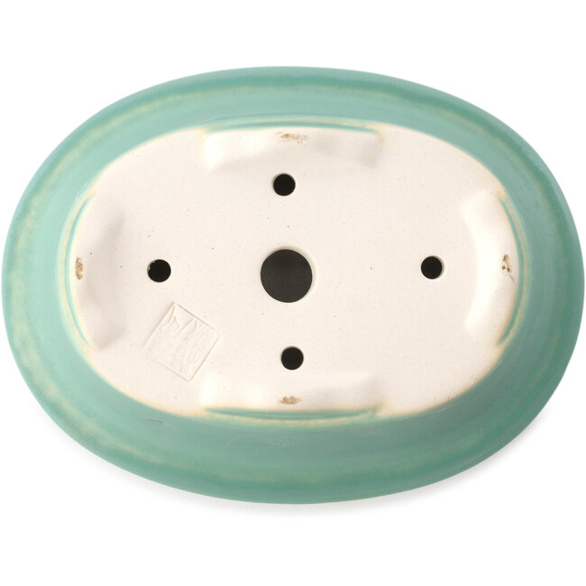 Pot à bonsaï ovale vert moyen par Yixing - 170 x 130 x 60 mm