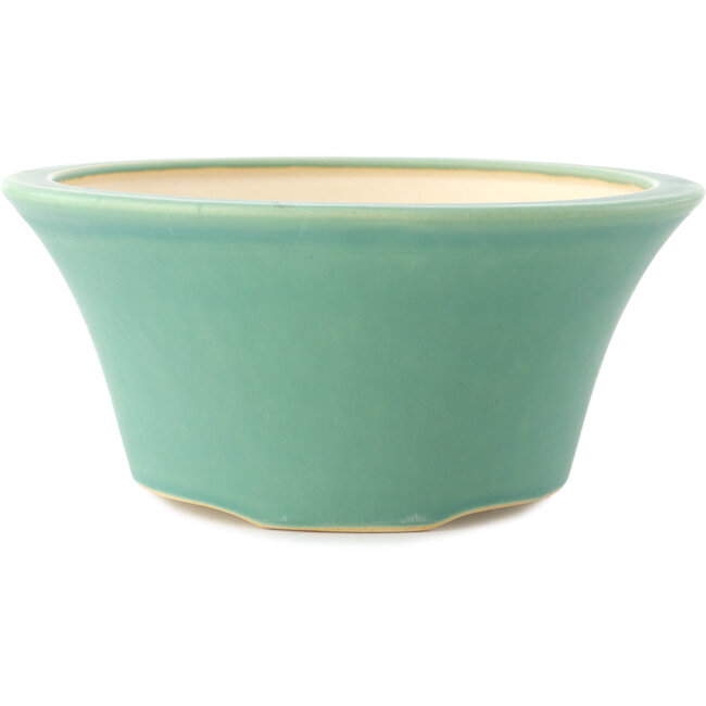 Maceta redonda mediana para bonsái verde de Yixing - 200 x 200 x 95 mm